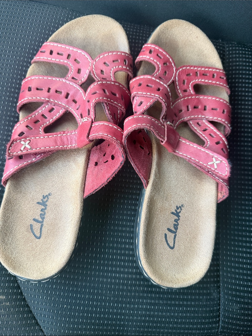 Clarks Women’s Suede Multi-Strap Slide Sandals